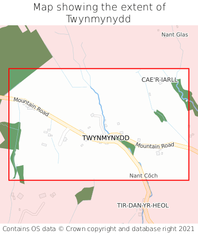 Map showing extent of Twynmynydd as bounding box