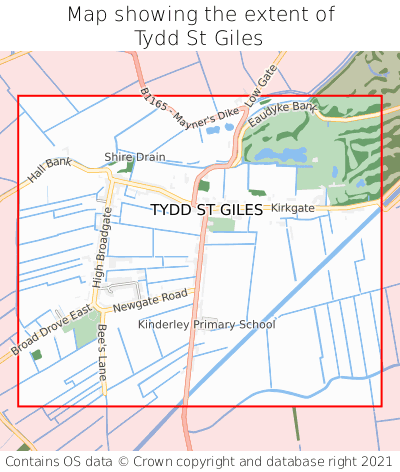 Map showing extent of Tydd St Giles as bounding box