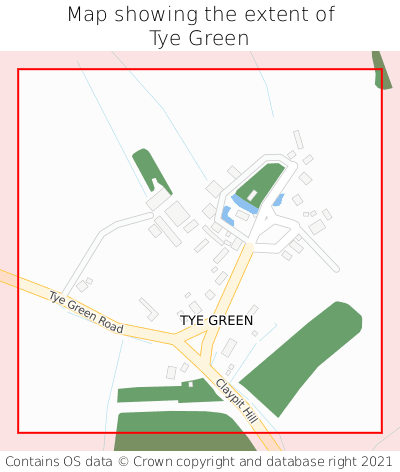 Map showing extent of Tye Green as bounding box