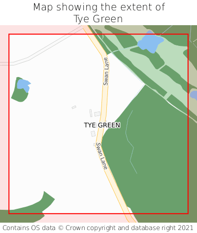 Map showing extent of Tye Green as bounding box