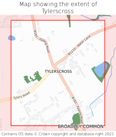 Map showing extent of Tylerscross as bounding box
