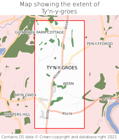 Map showing extent of Ty'n-y-groes as bounding box