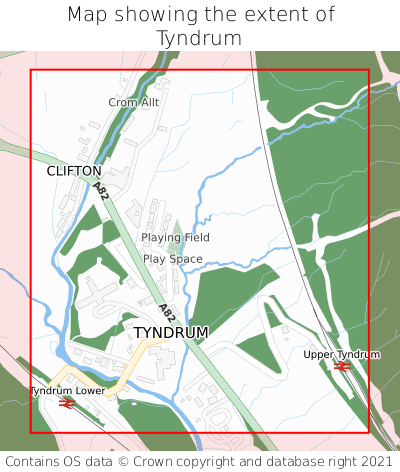 Map showing extent of Tyndrum as bounding box