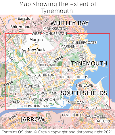 Map showing extent of Tynemouth as bounding box