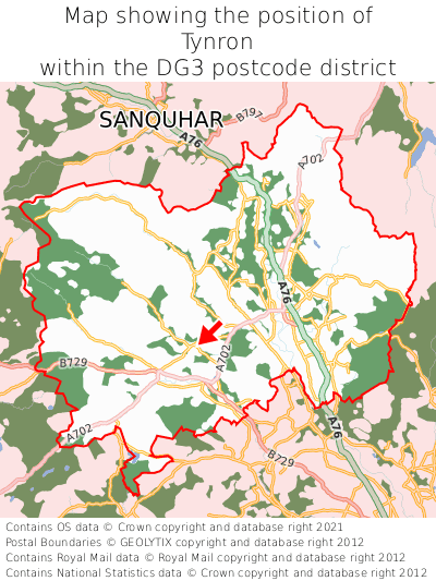 Map showing location of Tynron within DG3