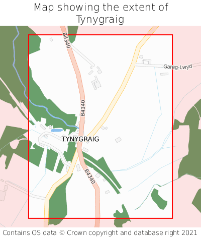 Map showing extent of Tynygraig as bounding box