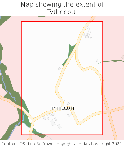 Map showing extent of Tythecott as bounding box