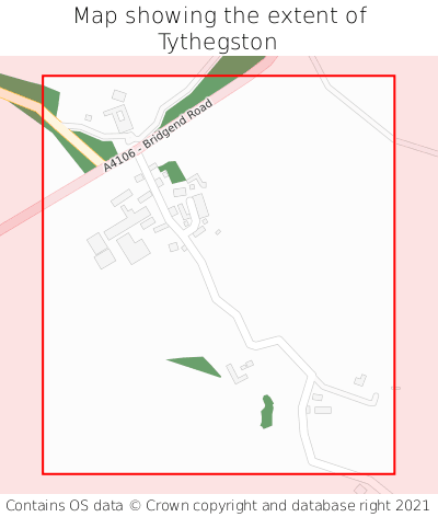 Map showing extent of Tythegston as bounding box