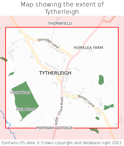 Map showing extent of Tytherleigh as bounding box