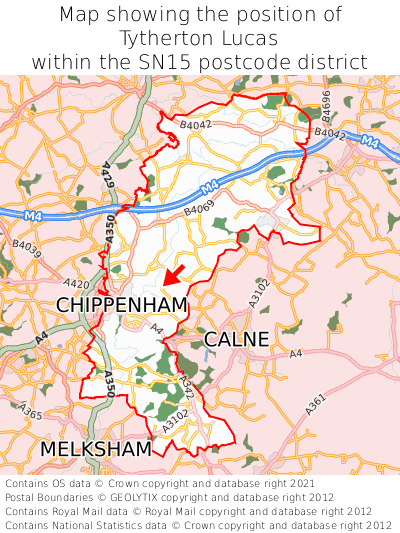 Map showing location of Tytherton Lucas within SN15