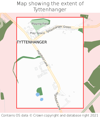Map showing extent of Tyttenhanger as bounding box
