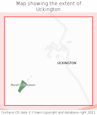 Map showing extent of Uckington as bounding box