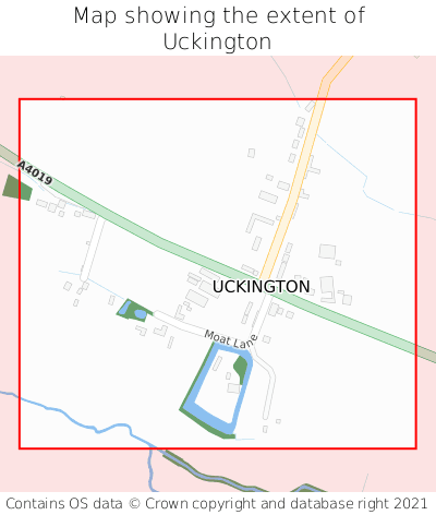 Map showing extent of Uckington as bounding box