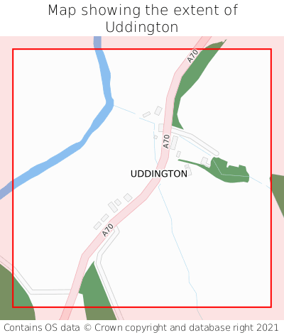Map showing extent of Uddington as bounding box