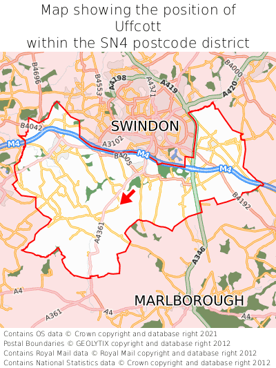 Map showing location of Uffcott within SN4