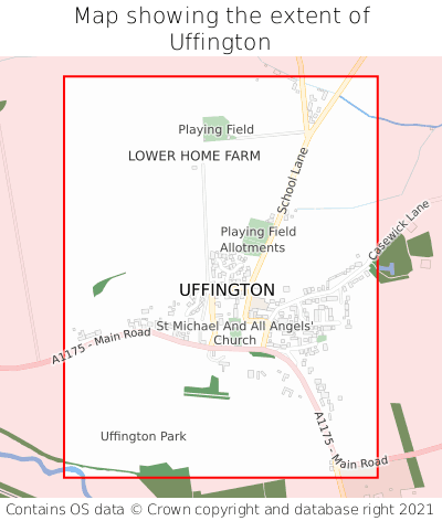Map showing extent of Uffington as bounding box
