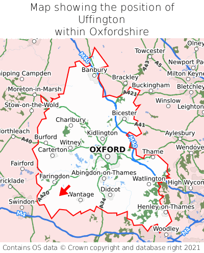 Map showing location of Uffington within Oxfordshire