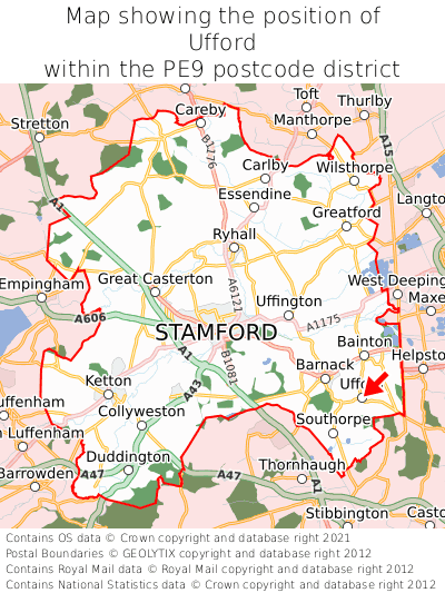 Map showing location of Ufford within PE9