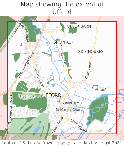 Map showing extent of Ufford as bounding box