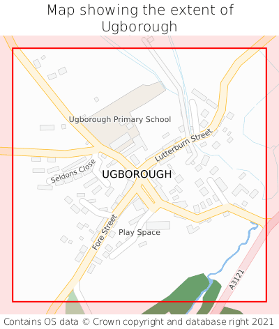 Map showing extent of Ugborough as bounding box