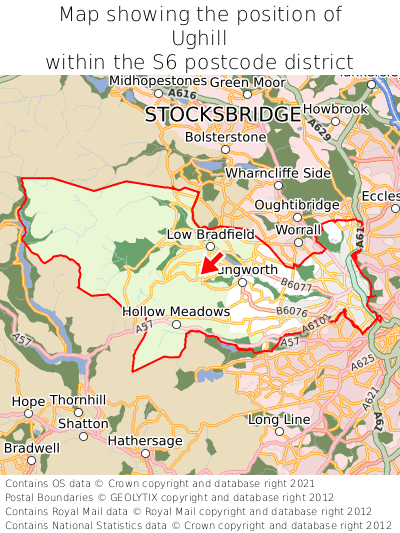 Map showing location of Ughill within S6