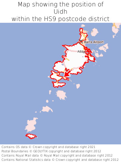 Map showing location of Uidh within HS9