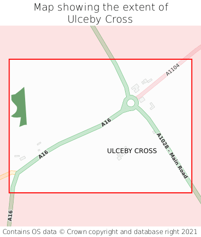 Map showing extent of Ulceby Cross as bounding box