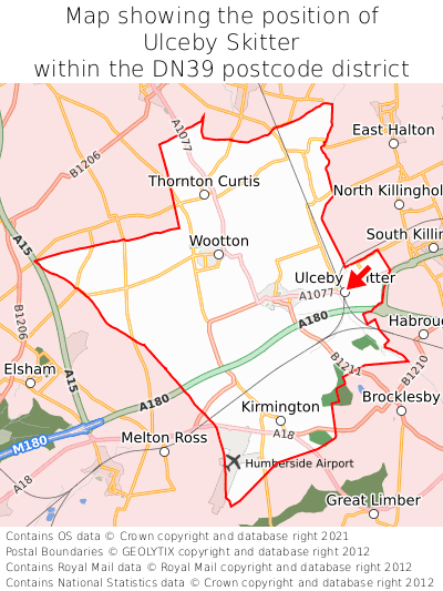 Map showing location of Ulceby Skitter within DN39