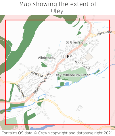Map showing extent of Uley as bounding box