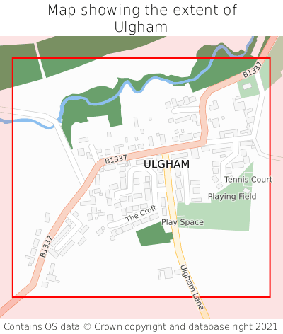 Map showing extent of Ulgham as bounding box