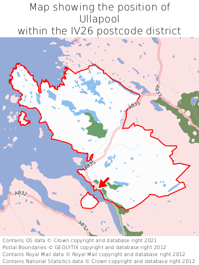 Map showing location of Ullapool within IV26