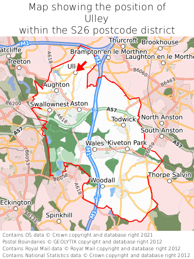 Map showing location of Ulley within S26