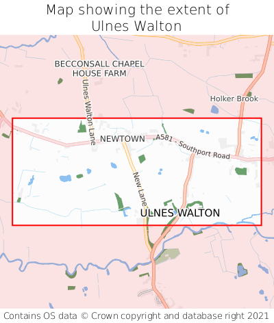 Map showing extent of Ulnes Walton as bounding box