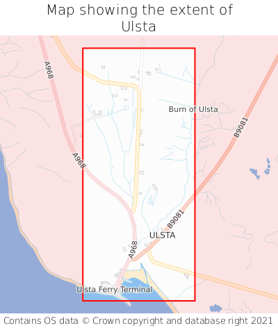Map showing extent of Ulsta as bounding box