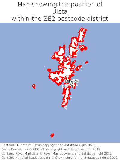 Map showing location of Ulsta within ZE2
