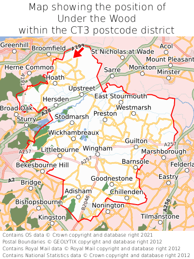 Map showing location of Under the Wood within CT3