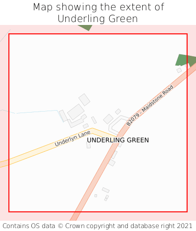Map showing extent of Underling Green as bounding box
