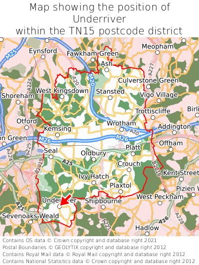 Map showing location of Underriver within TN15