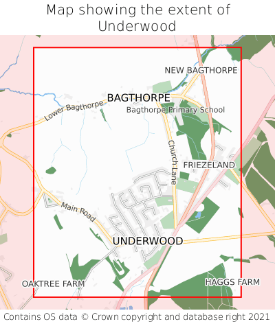 Map showing extent of Underwood as bounding box