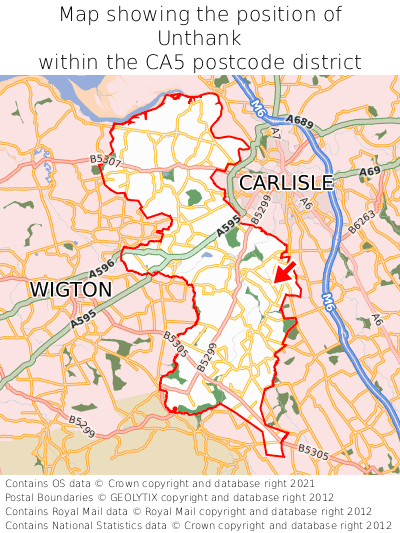 Map showing location of Unthank within CA5