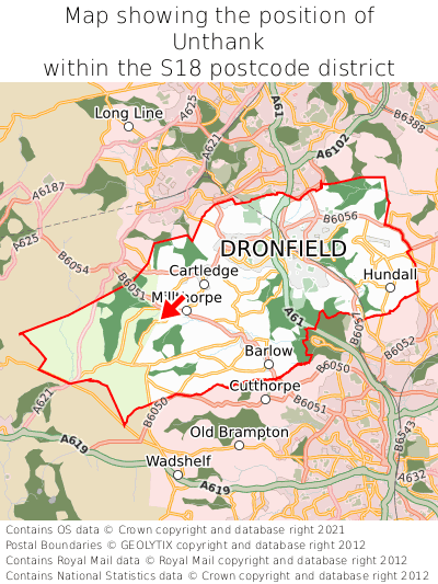 Map showing location of Unthank within S18