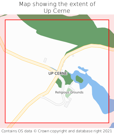 Map showing extent of Up Cerne as bounding box
