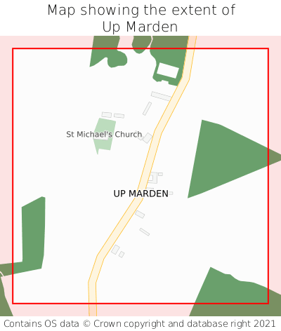 Map showing extent of Up Marden as bounding box