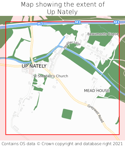 Map showing extent of Up Nately as bounding box