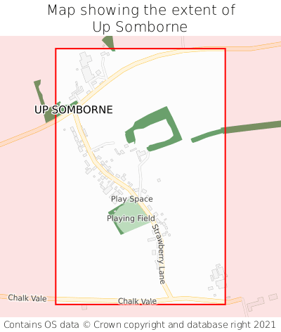 Map showing extent of Up Somborne as bounding box