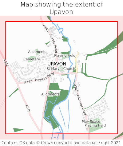 Map showing extent of Upavon as bounding box