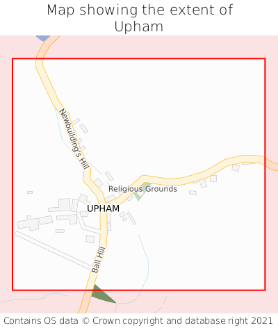 Map showing extent of Upham as bounding box