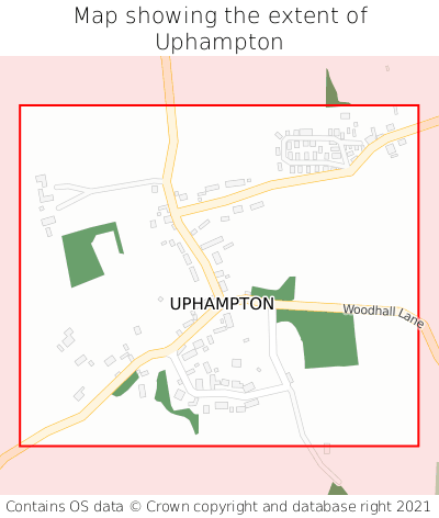 Map showing extent of Uphampton as bounding box