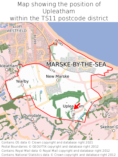 Map showing location of Upleatham within TS11