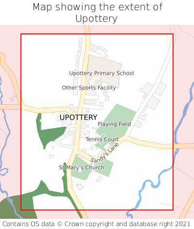 Map showing extent of Upottery as bounding box